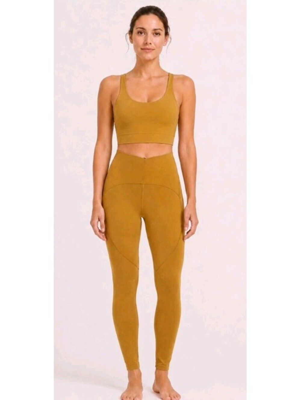 OYSHO Women’s Size S Comfortlux Set 2pc High Rise Gold Leggings & Top  #CB3